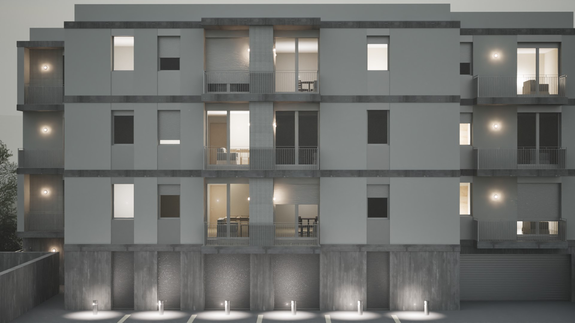 Edifício Residences Extrema - Fachada Traseira à Noite